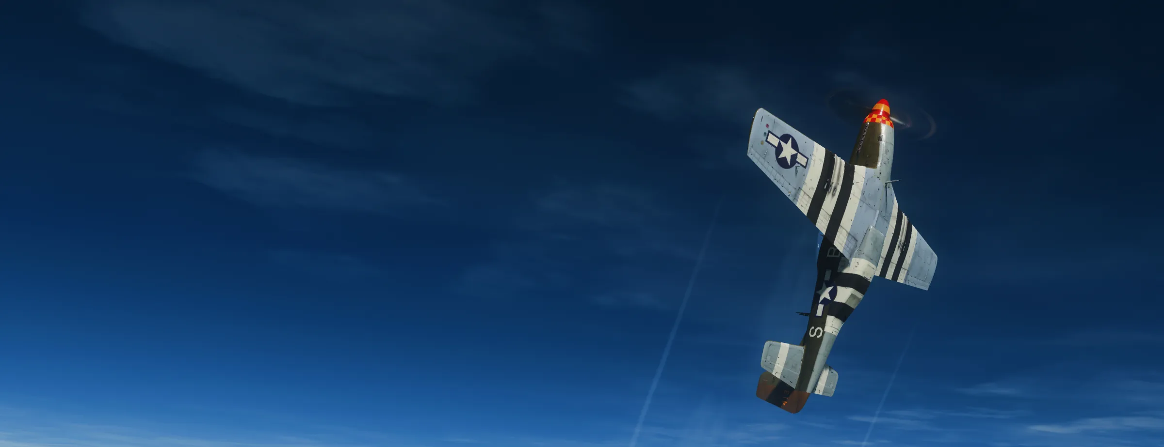 A P-51 Mustang climbing into the vertical