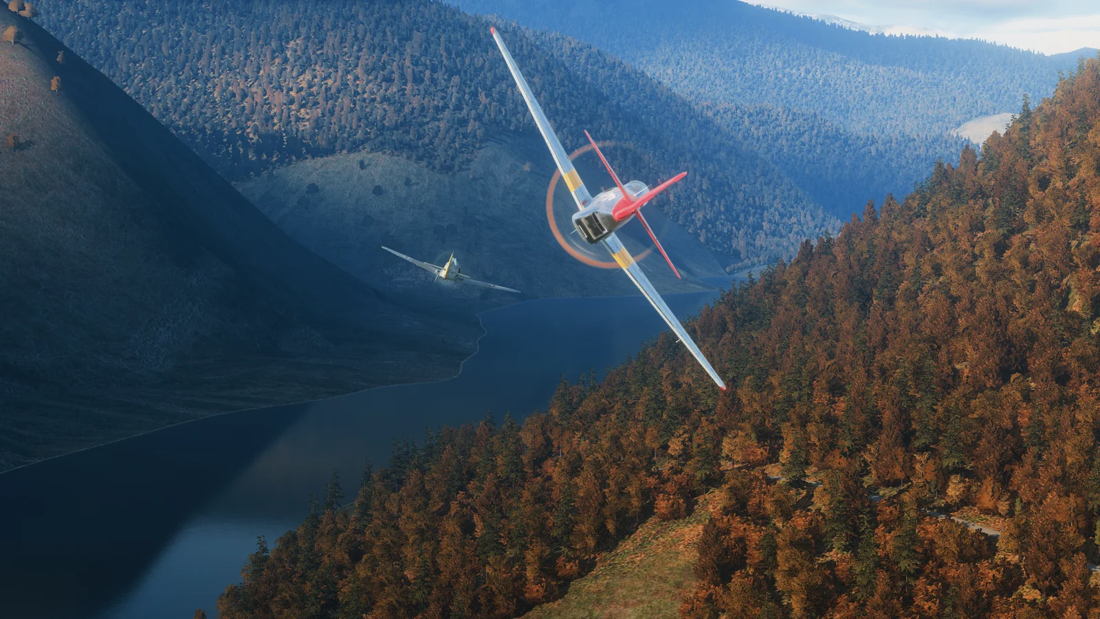 Helen — P-51D Mustang chasing an Fw 190 through an Alpine valley